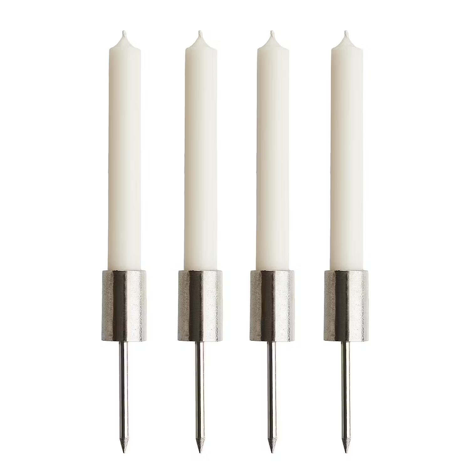 ADVENT Kerzenpick 4er-Set - Aluminium - Silber - 2.2 x 12 cm