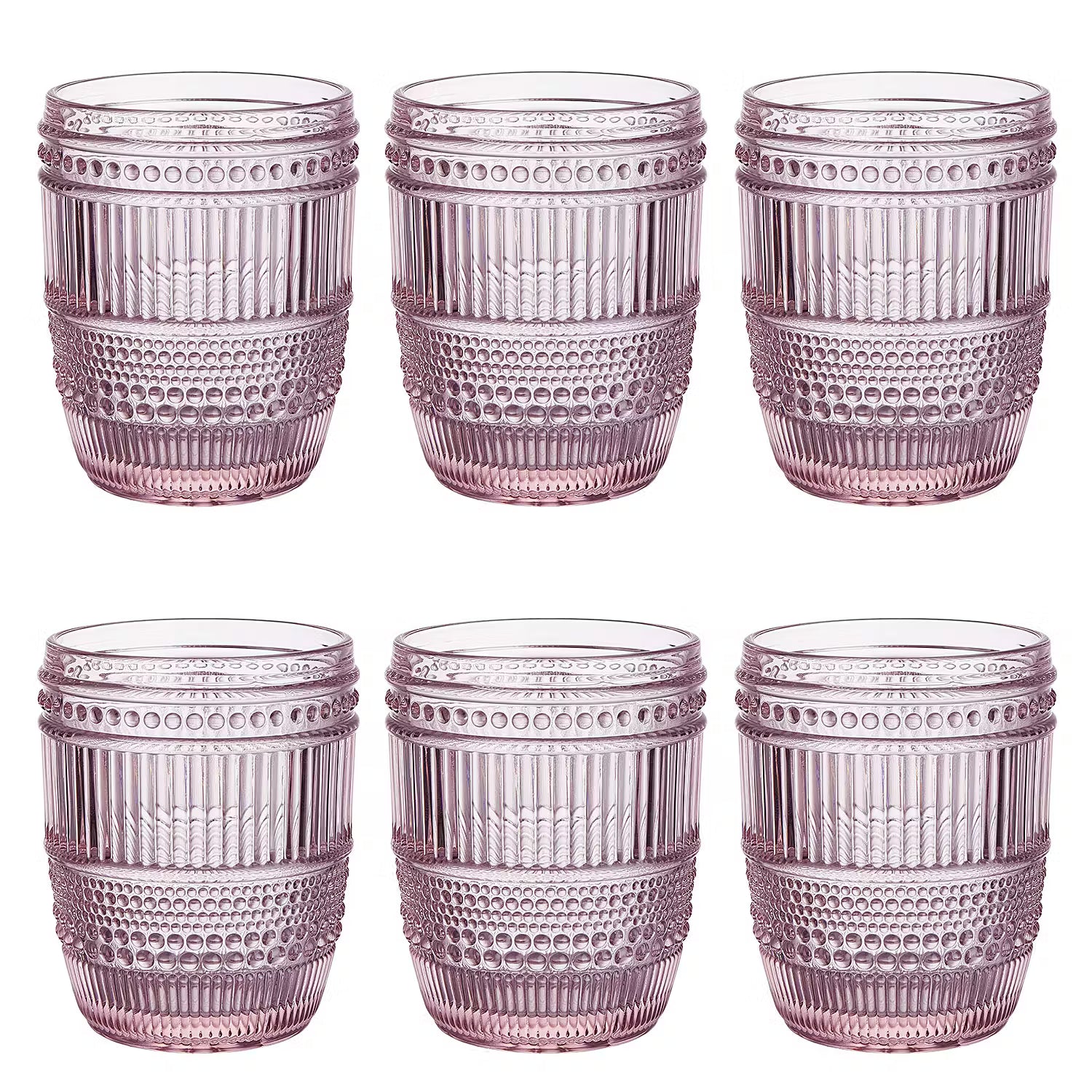FIRENZE Trinkglas 6er-Set - Klarglas - Pink