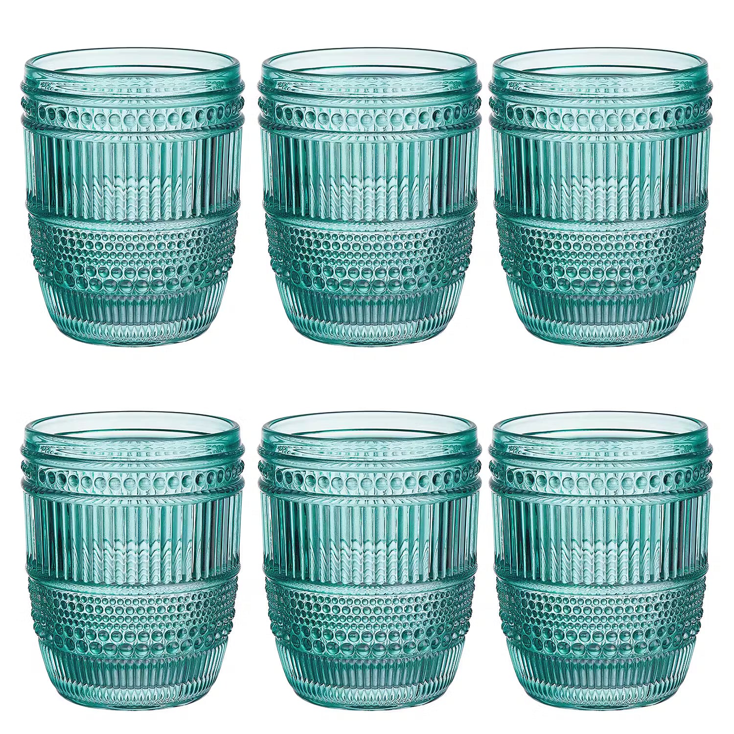 FIRENZE Trinkglas 6er-Set - Klarglas - Türkis