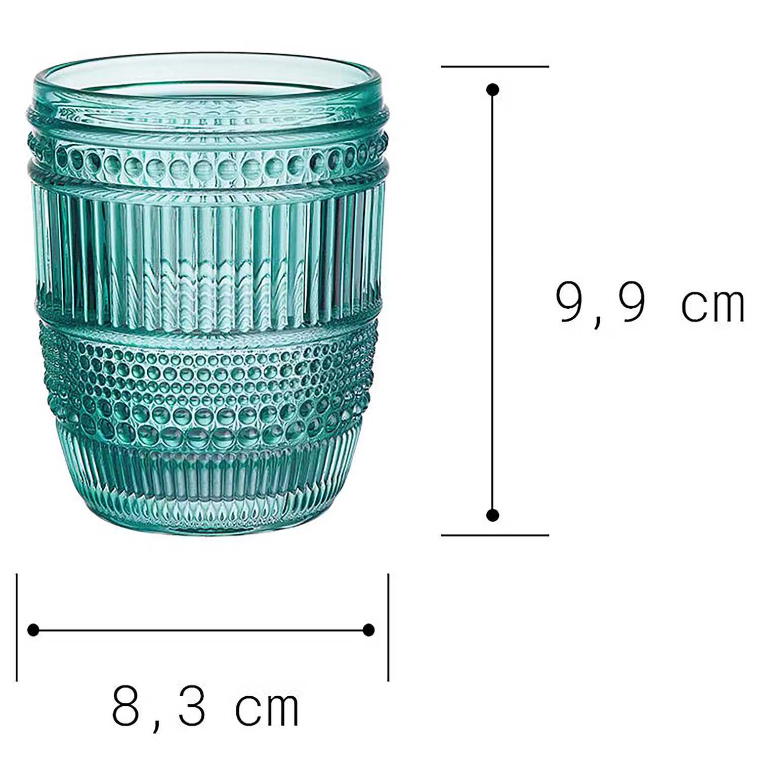 FIRENZE Trinkglas 6er-Set - Klarglas - Türkis