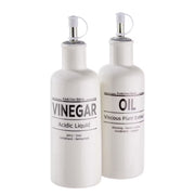 KARLTON BROS. Essig-& Ölflasche - Porzellan / Edelstahl - Weiß