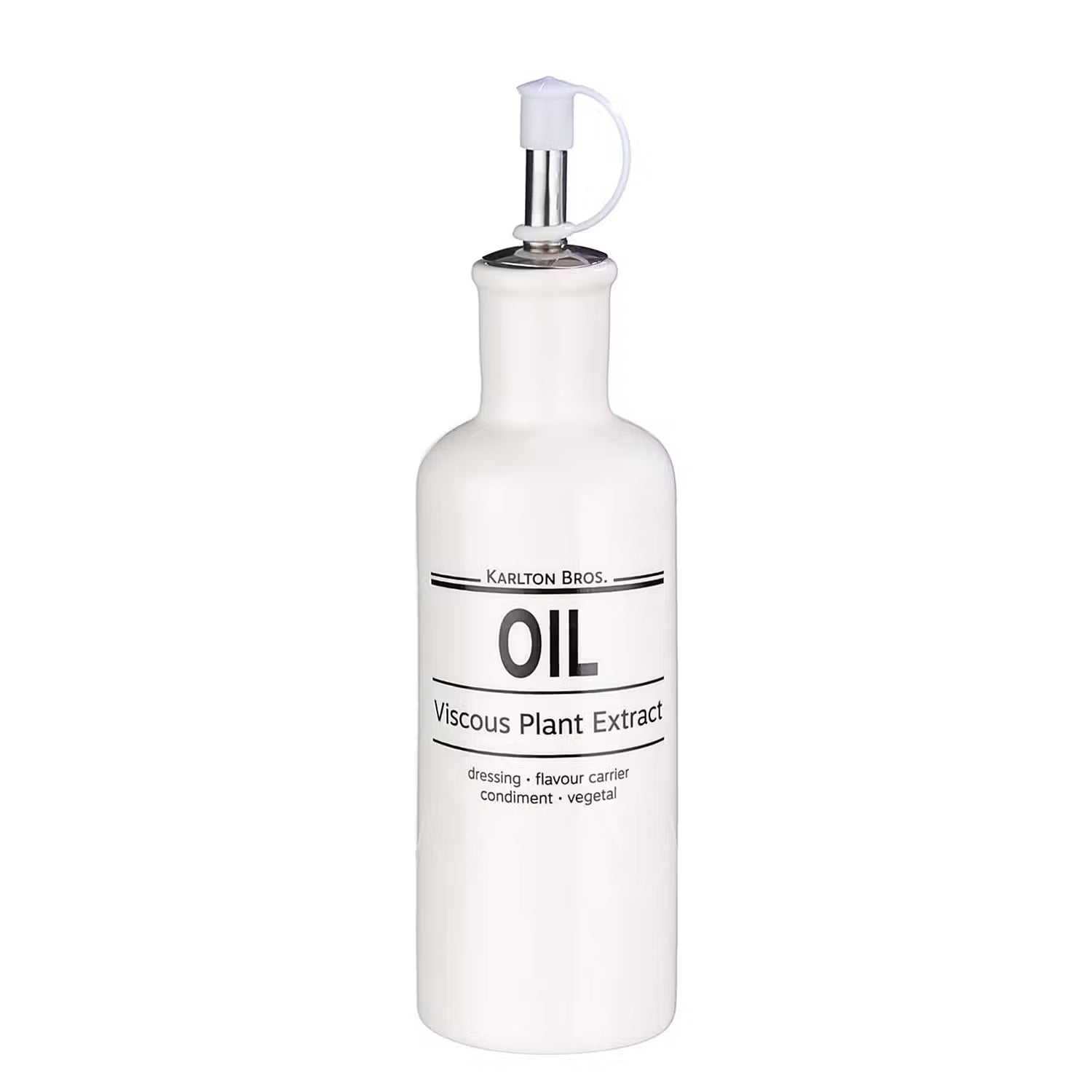 KARLTON BROS. Essig-& Ölflasche - Porzellan / Edelstahl - Weiß