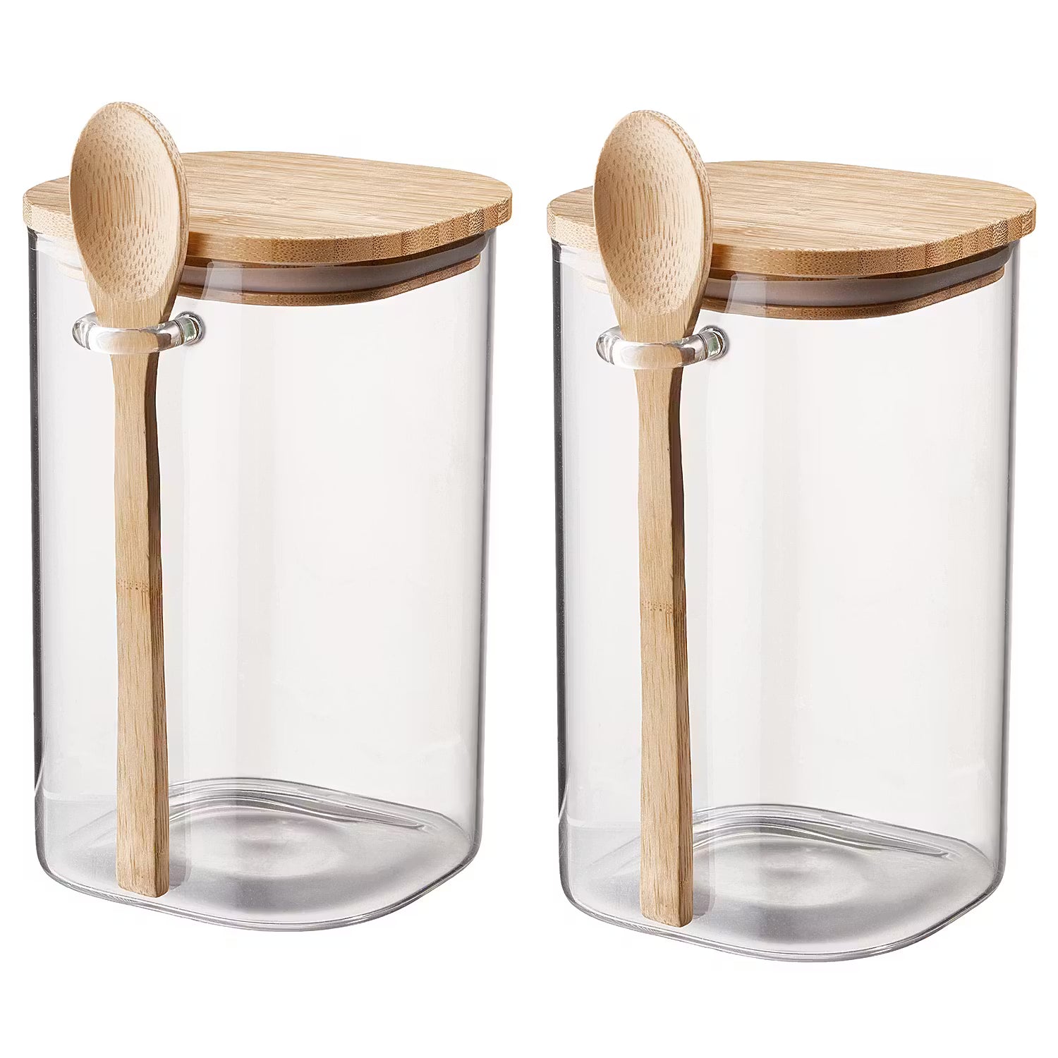 COMPOSITION Vorratsglas 2er-Set - Borosilikatglas / Bambus - Transparent - Höhe: 16 cm