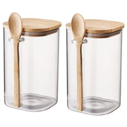 COMPOSITION Vorratsglas 2er-Set - Borosilikatglas / Bambus - Transparent - Höhe: 16 cm