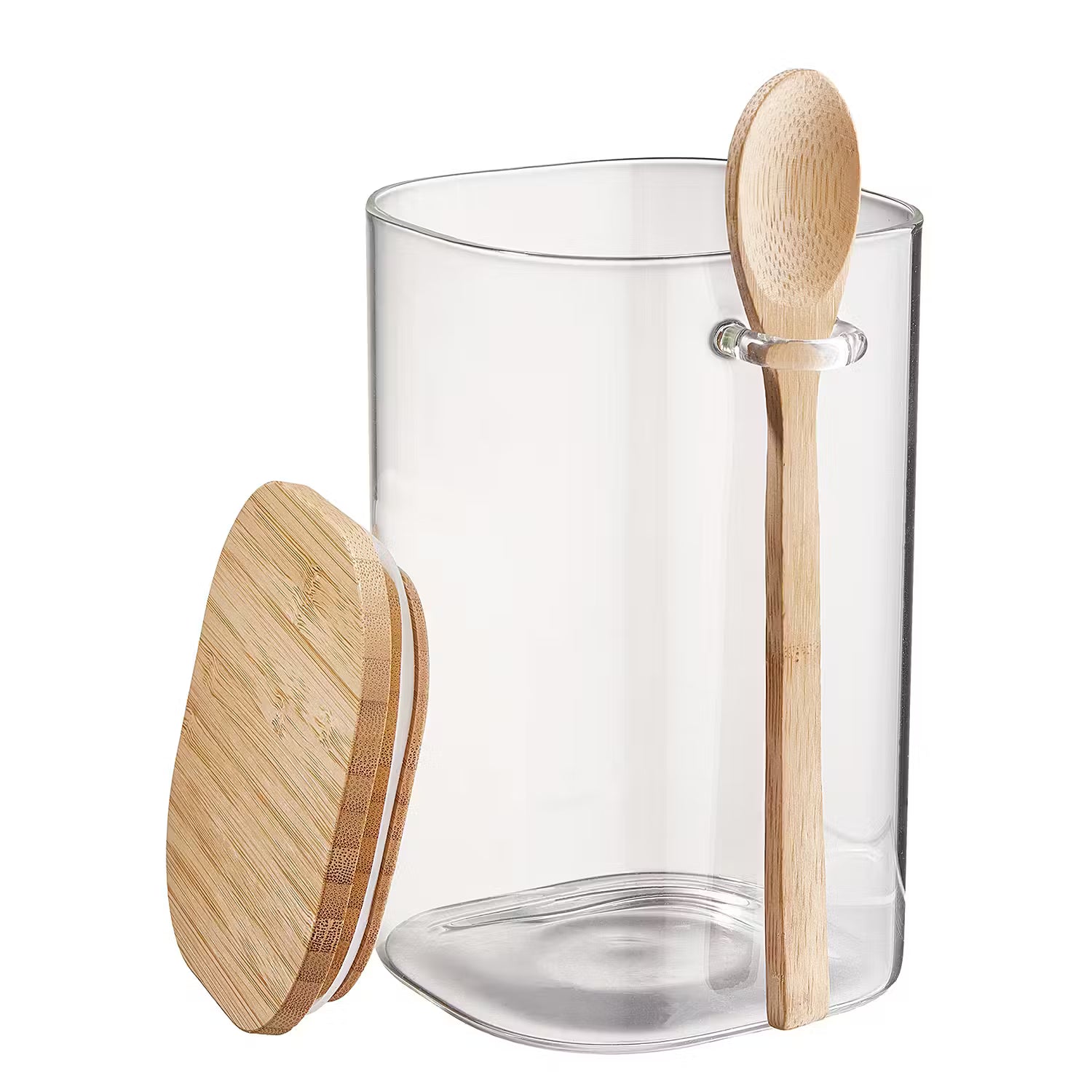 COMPOSITION Vorratsglas 2er-Set - Borosilikatglas / Bambus - Transparent - Höhe: 16 cm