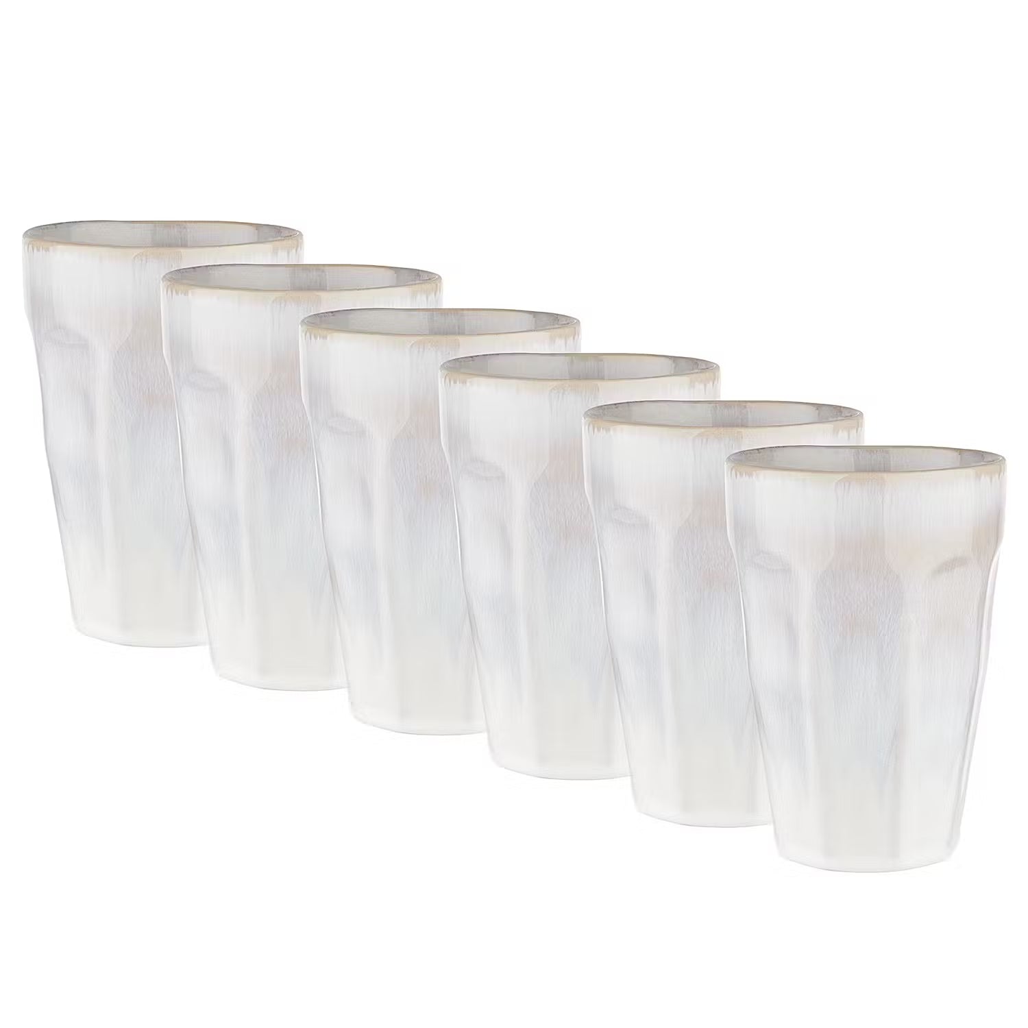 BERGAMO Latte Macchiato Tasse 6er-Set - Steinzeug - Weiß