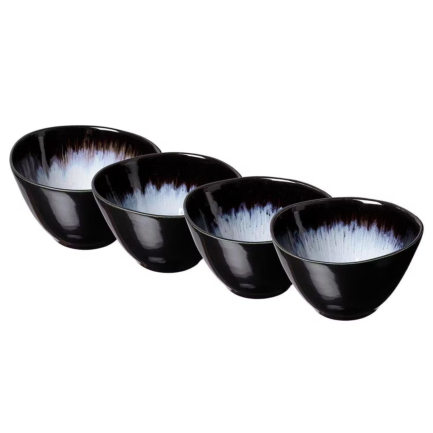 ATLANTIS Schale 4er-Set - Steingut - Schwarz