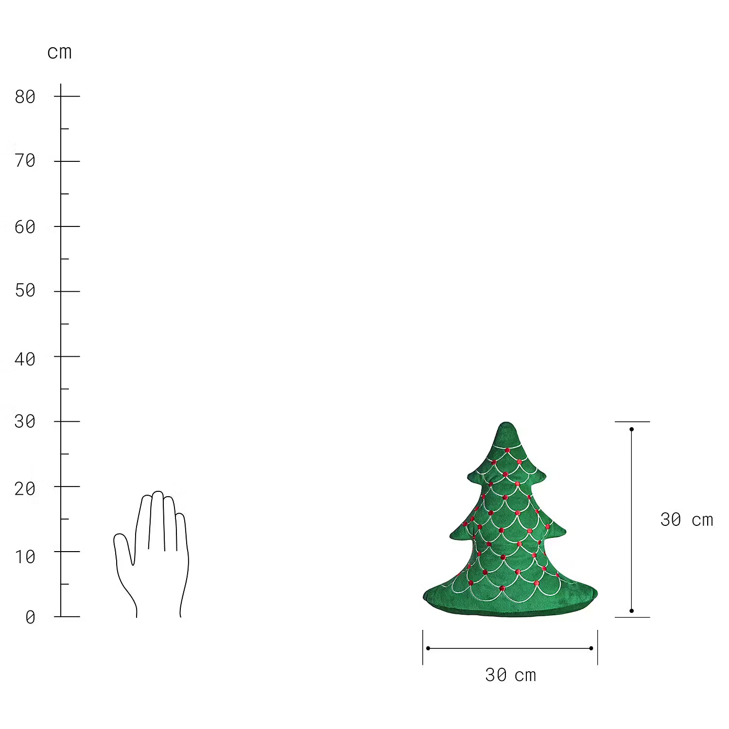 X-MAS Deko-Kissen Tanne - Polyester - Dunkelgrün