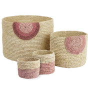 ISALO Korb-Set 4-tlg. - Raffia - Natur / Rosa