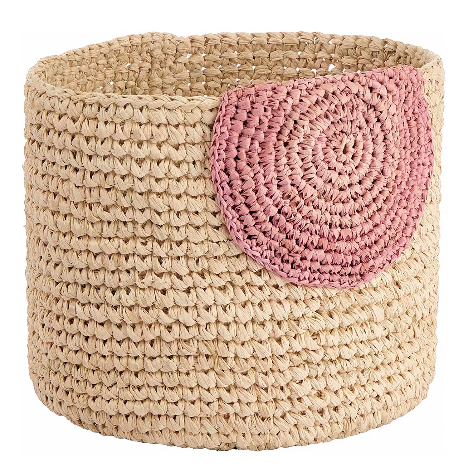 ISALO Korb-Set 4-tlg. - Raffia - Natur / Rosa