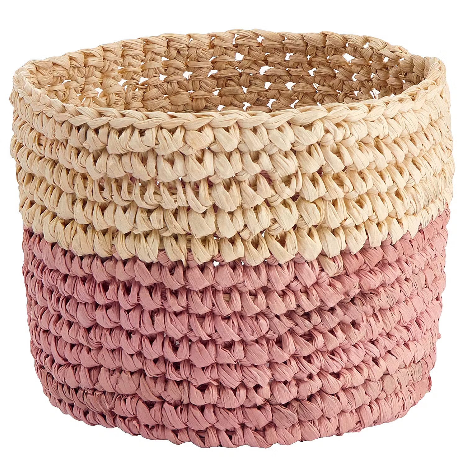 ISALO Korb-Set 4-tlg. - Raffia - Natur / Rosa