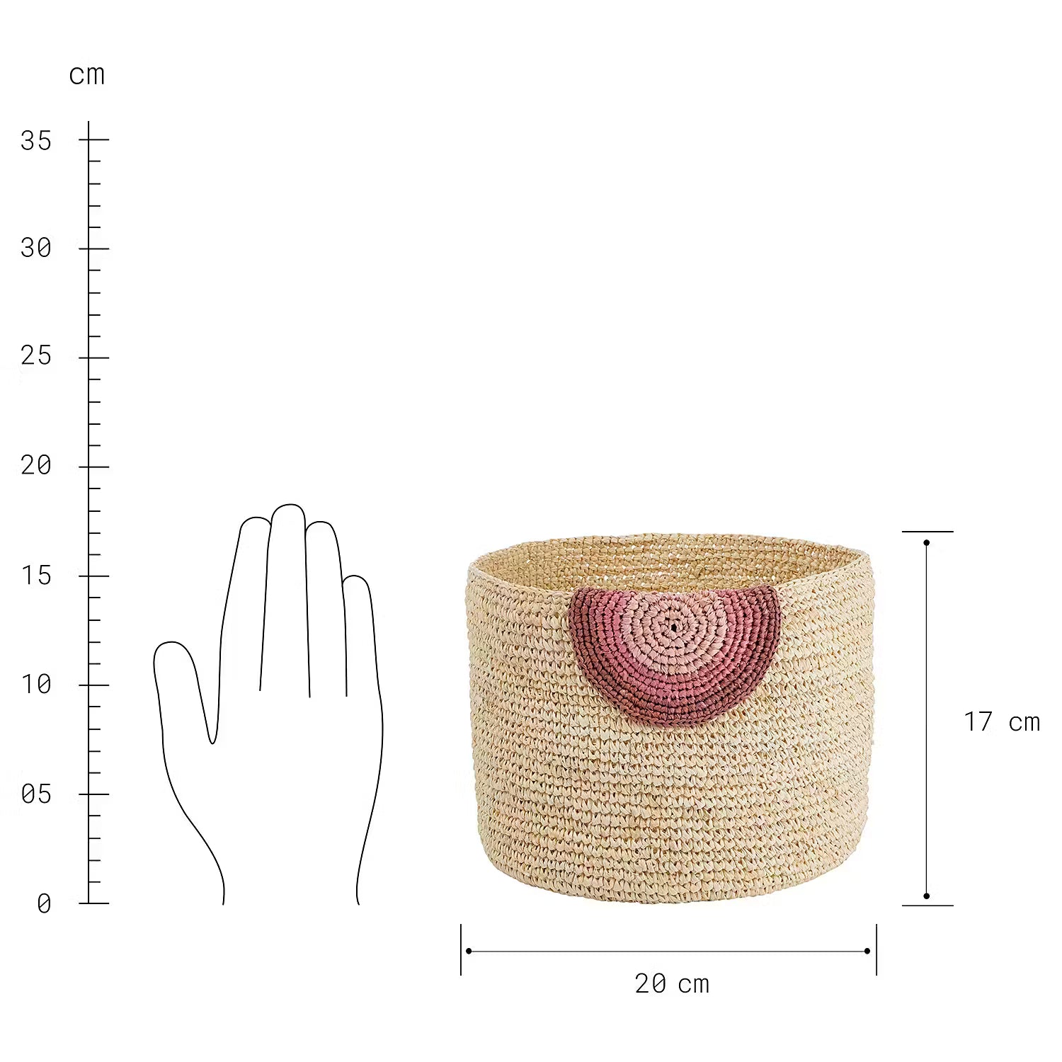 ISALO Korb-Set 4-tlg. - Raffia - Natur / Rosa