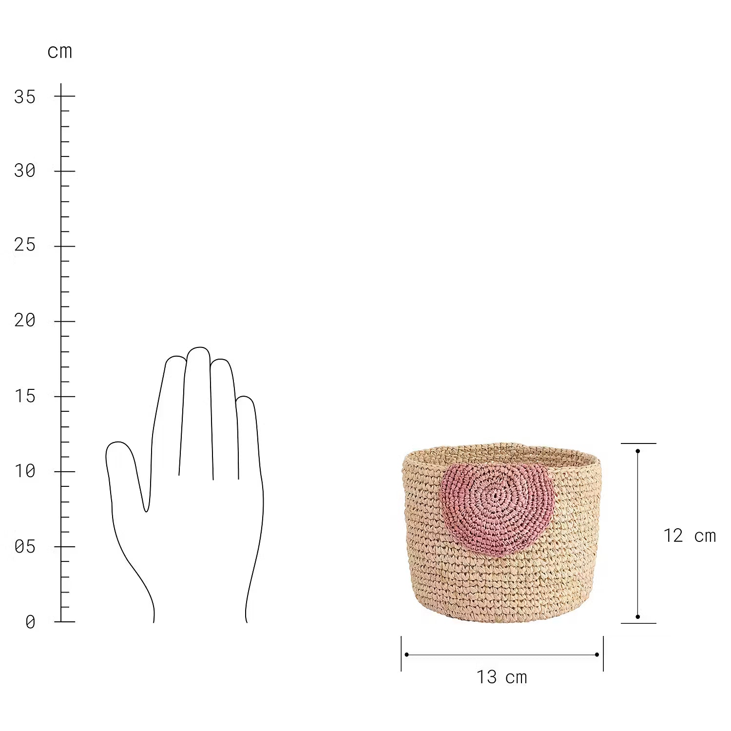 ISALO Korb-Set 4-tlg. - Raffia - Natur / Rosa