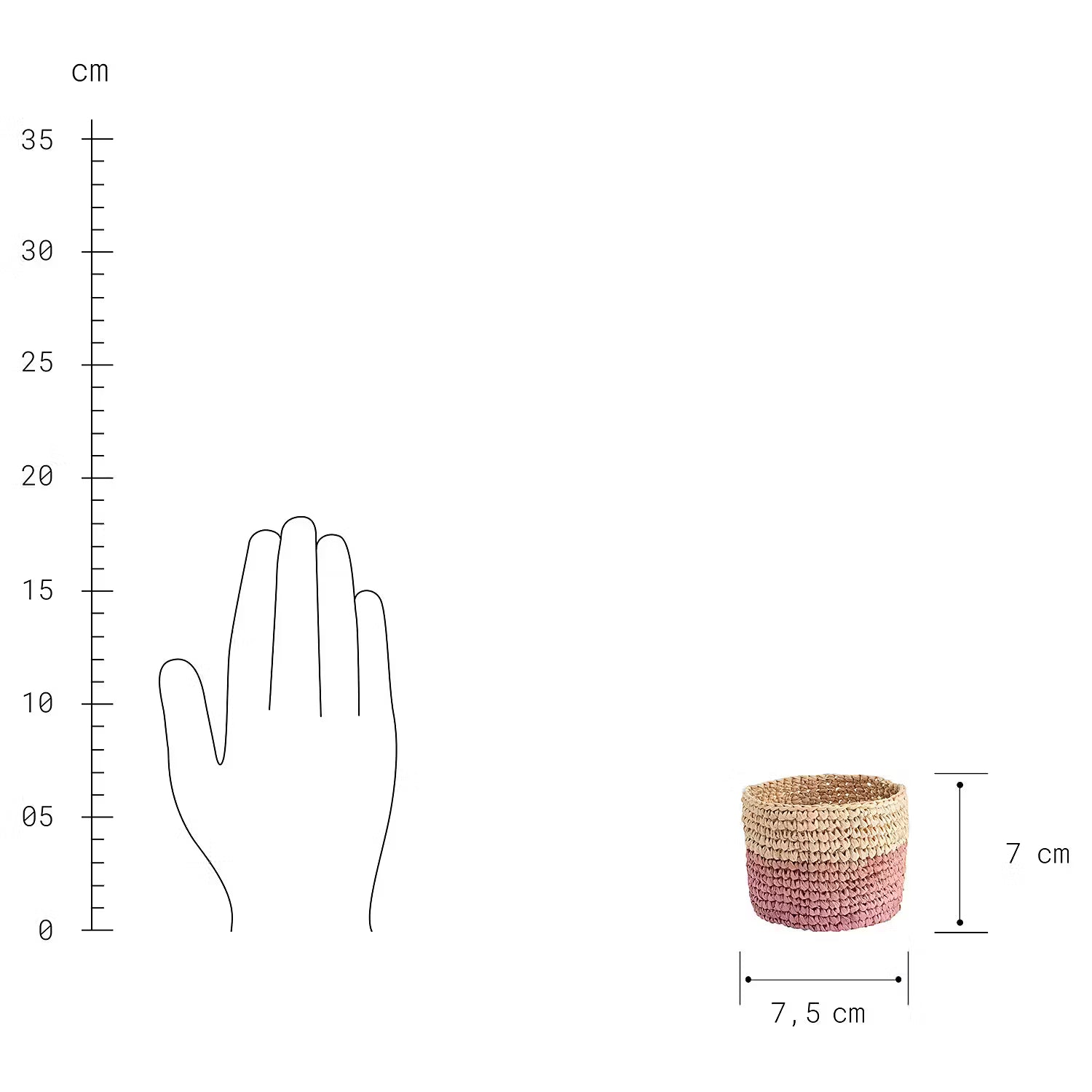 ISALO Korb-Set 4-tlg. - Raffia - Natur / Rosa