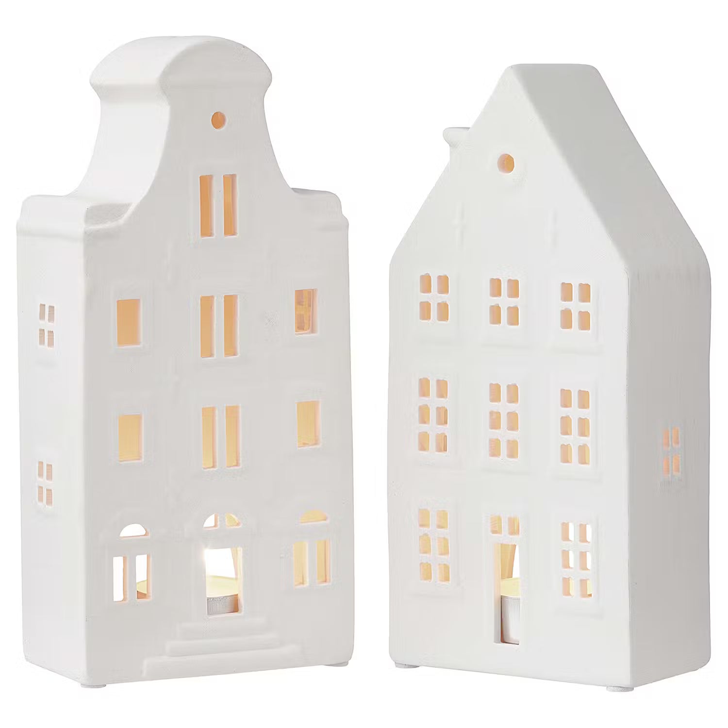 AMSTERDAM Teelichthausset 2-tlg. - Keramik - Weiß