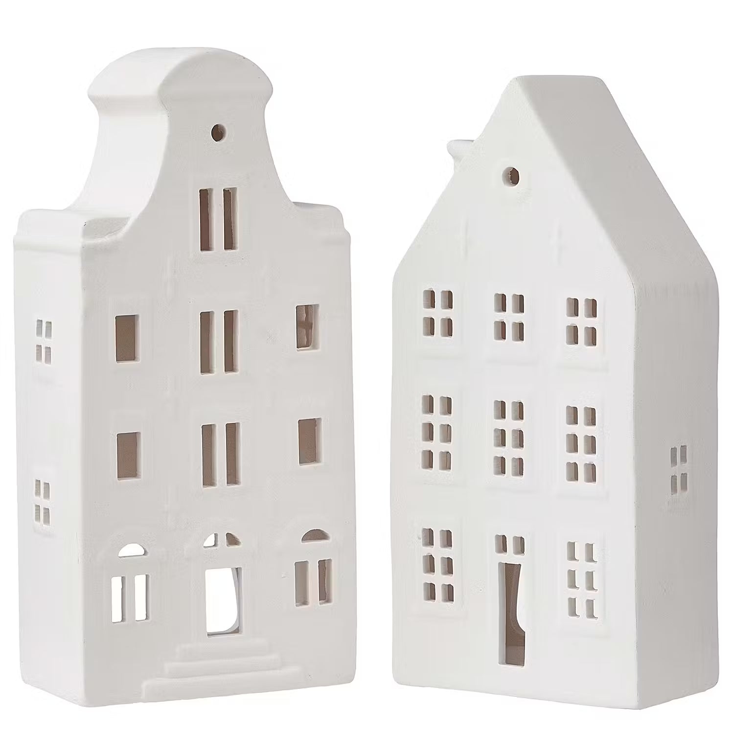 AMSTERDAM Teelichthausset 2-tlg. - Keramik - Weiß