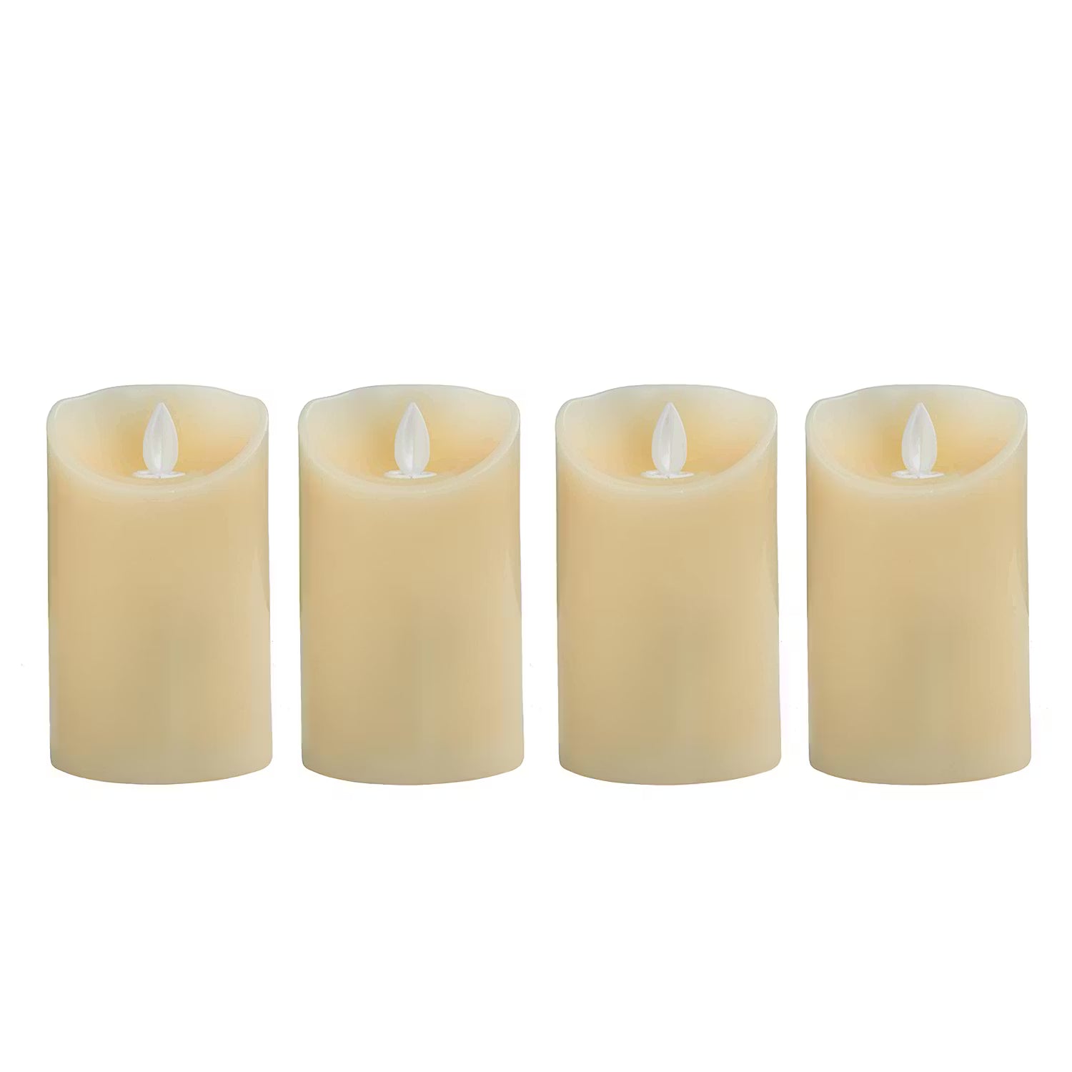 GLOWING FLAME LED-Kerze 4er-Set - Paraffin - Creme