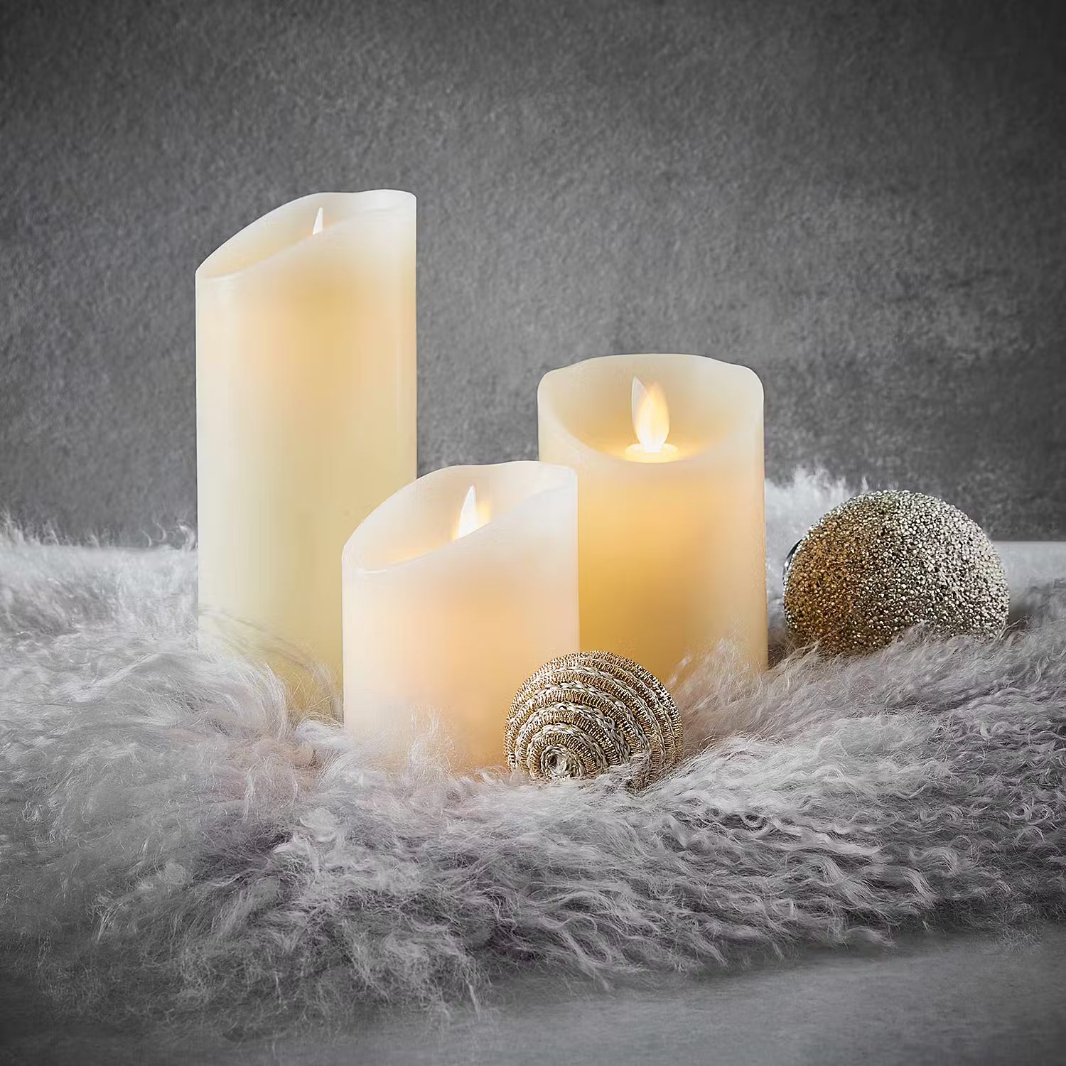 GLOWING FLAME LED-Kerze 4er-Set - Paraffin - Creme