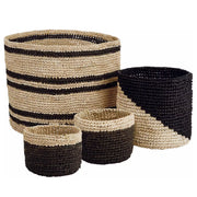 ISALO Korb-Set 4-tlg. - Raffia - Natur / Schwarz