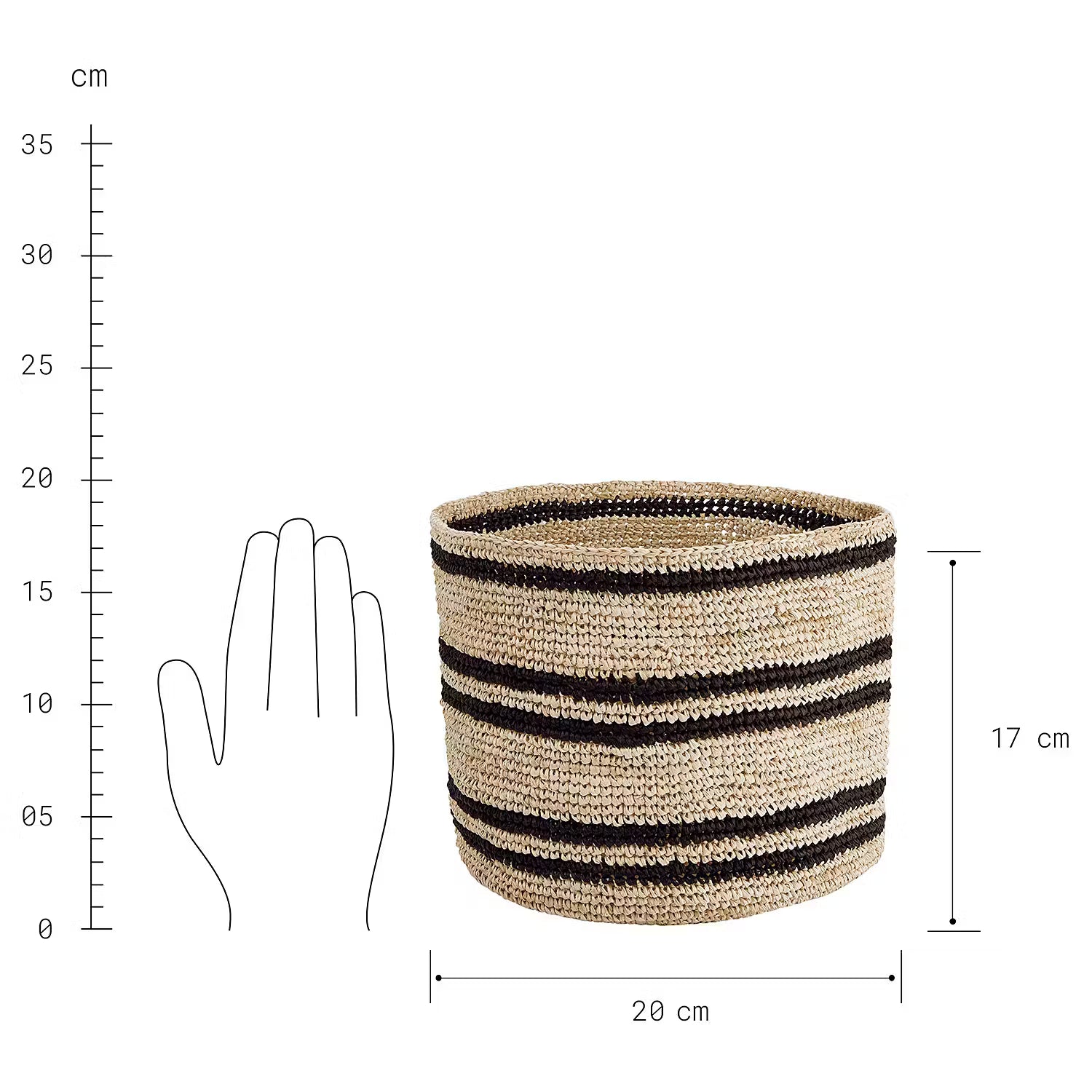 ISALO Korb-Set 4-tlg. - Raffia - Natur / Schwarz