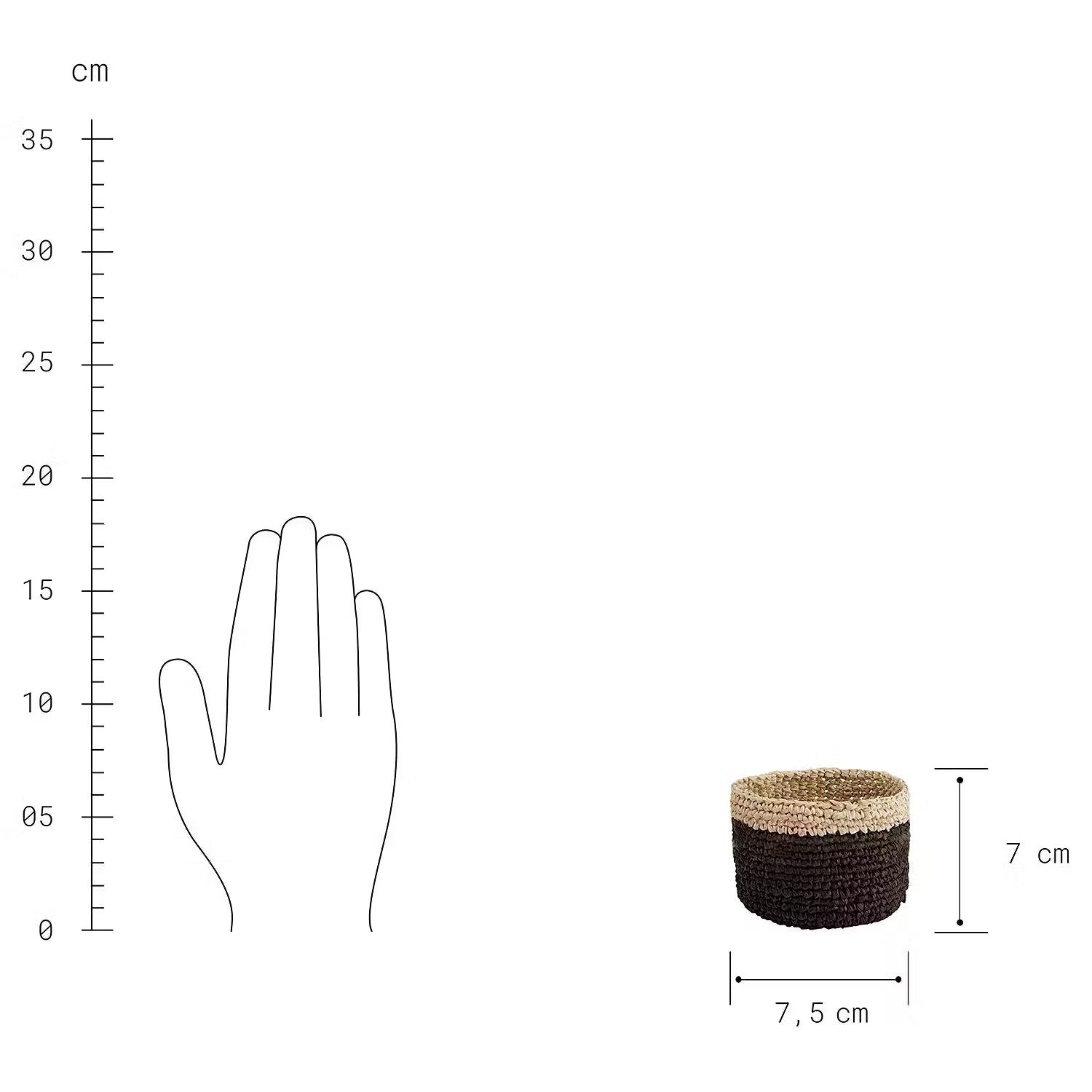 ISALO Korb-Set 4-tlg. - Raffia - Natur / Schwarz