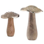 HARVEST SPLENDOR Deko-Pilz-Set 2-tlg. - Aluminium / Mango massiv- Gold
