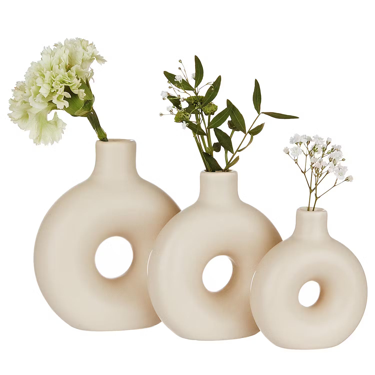LOOP Vase 3er-Set - Dolomit - Cremeweiß