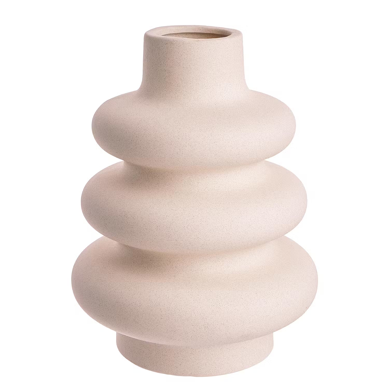 CURVES Vase - Steinzeug - Creme - Höhe: 24 cm