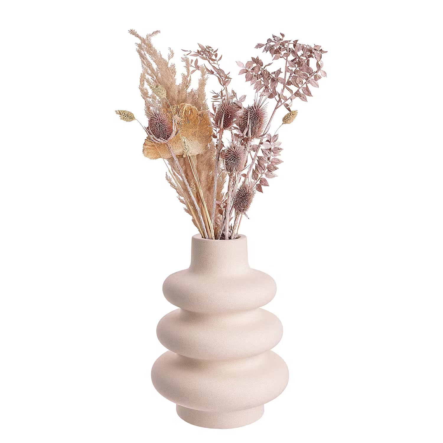 CURVES Vase - Steinzeug - Creme - Höhe: 24 cm
