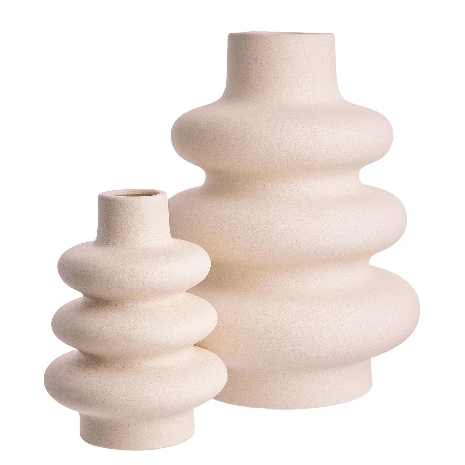 CURVES Vase - Steinzeug - Creme - Höhe: 24 cm