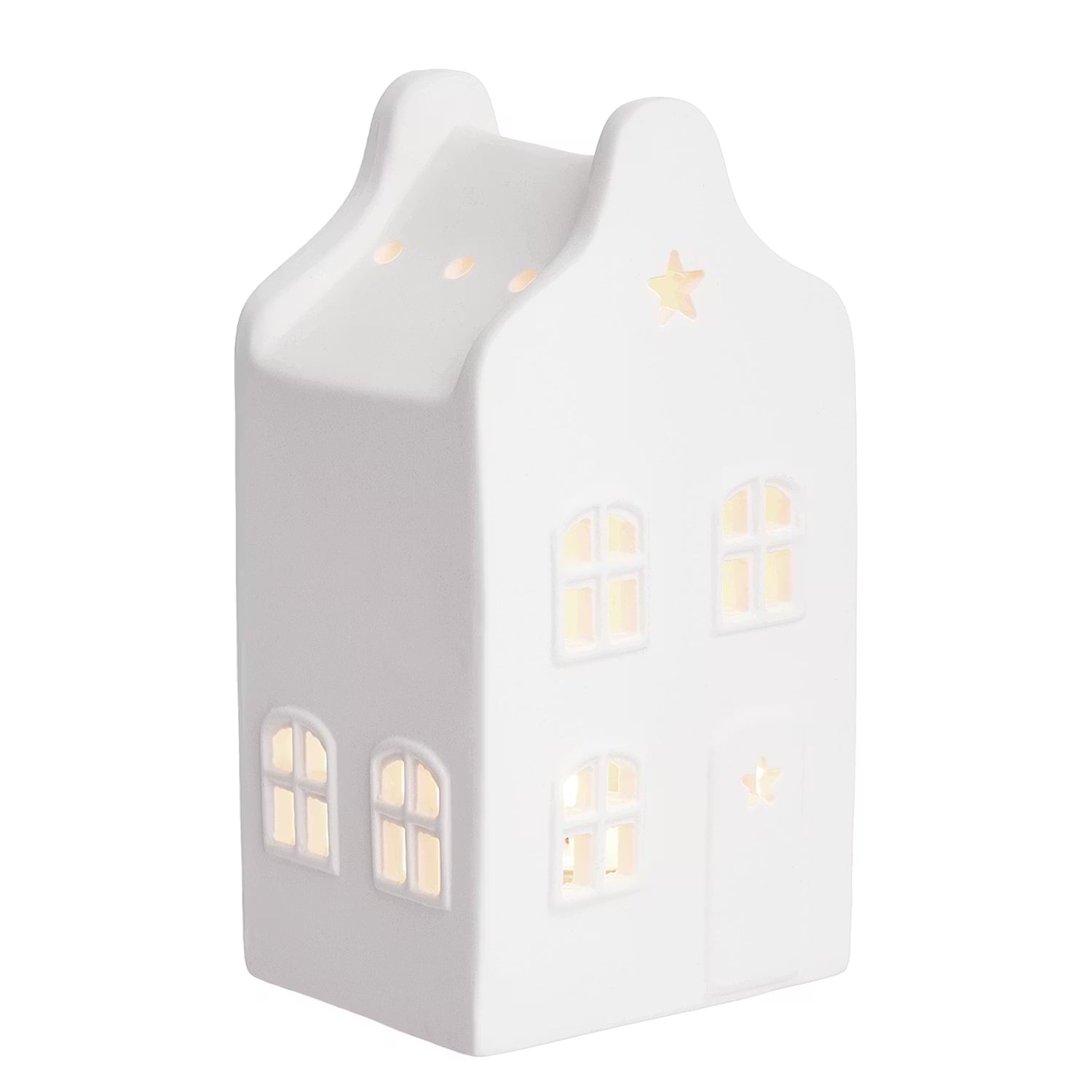 AMSTERDAM Teelichthaus 2er-Set - Porzellan - Weiß