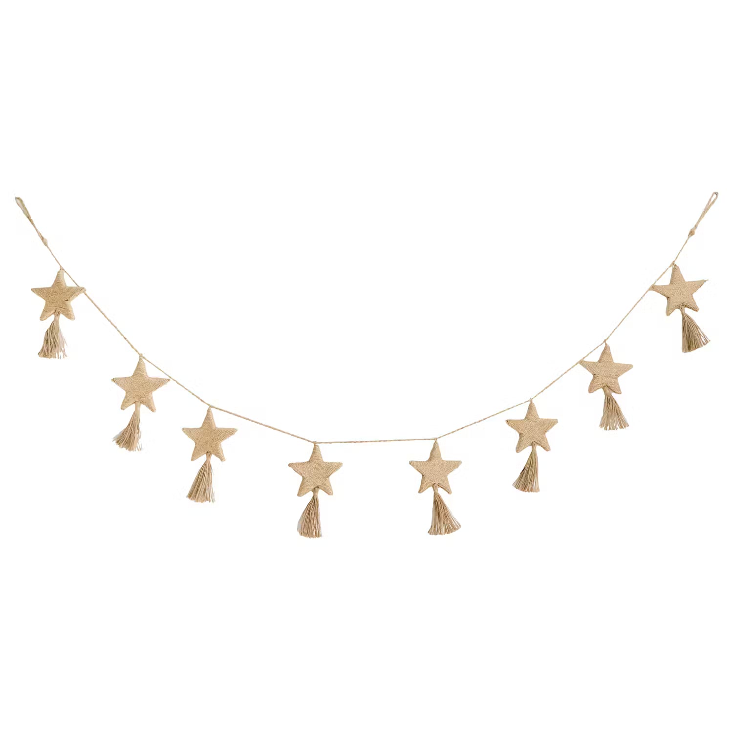 X-MAS Girlande mit Sternen - Jute / Kunststoff - Natur