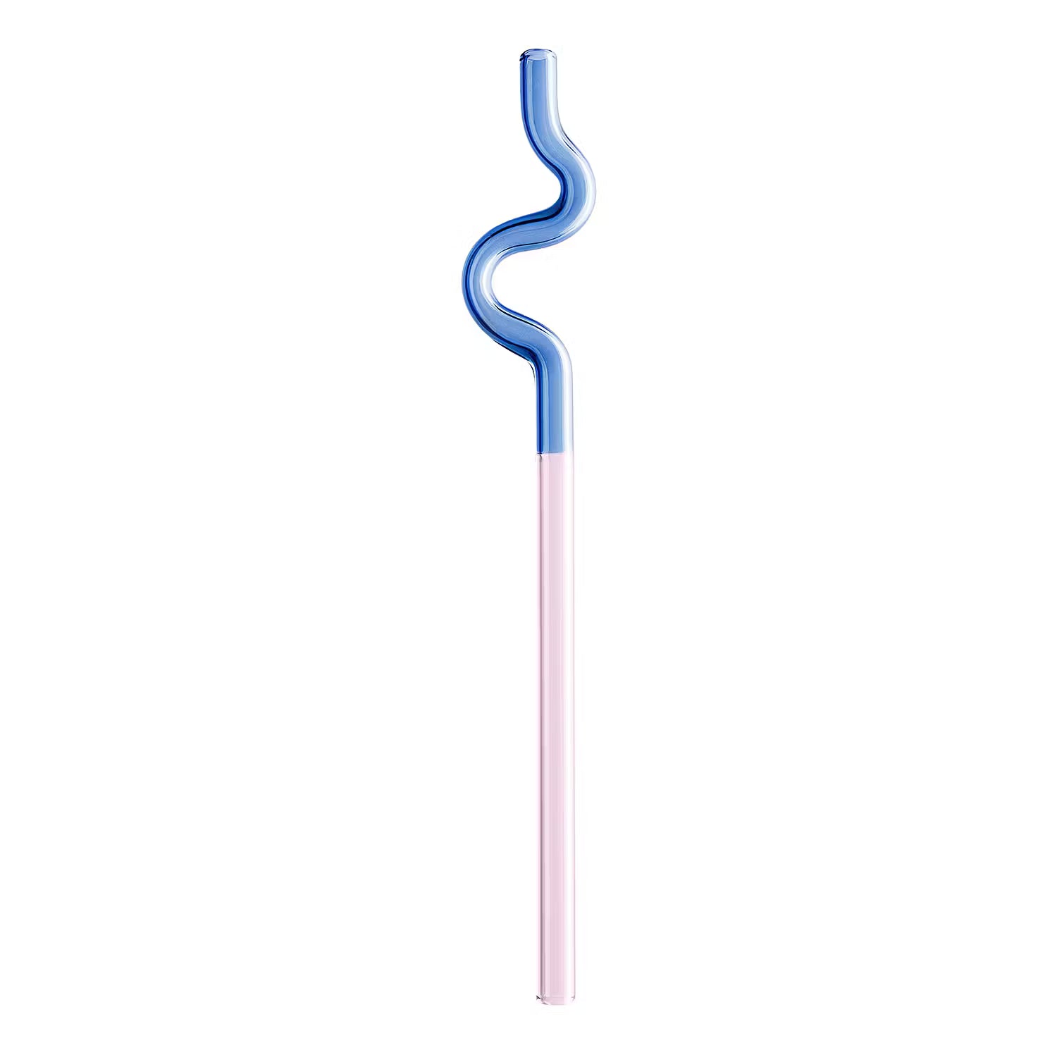 WAVE Trinkhalm 4er-Set - Borosilikatglas - Blau / Pink