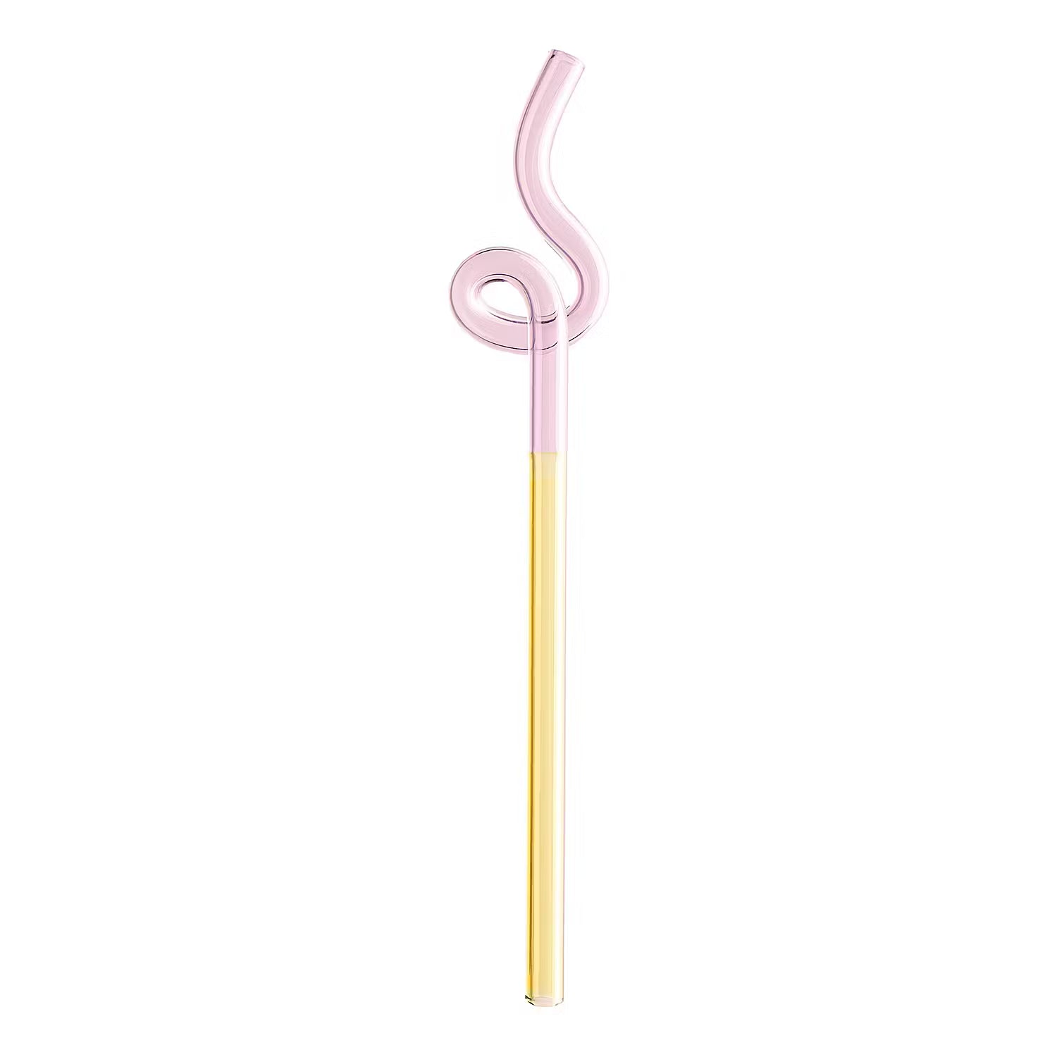 WAVE Trinkhalm 4er-Set - Borosilikatglas - Gelb / Pink
