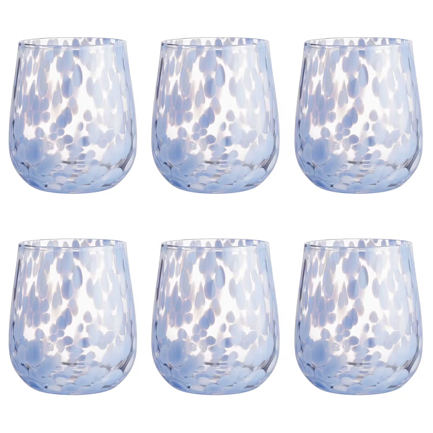 CONFETTI Trinkglas 6er-Set - Klarglas - Blau