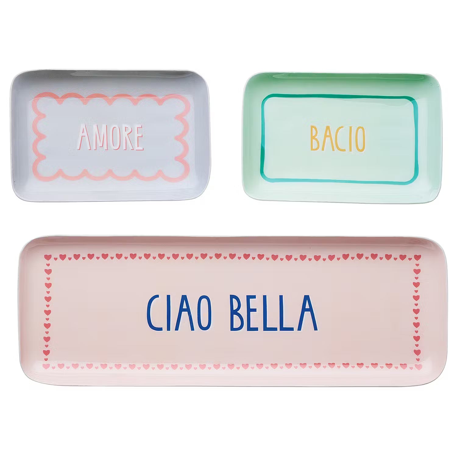 VACANZA Deko Tablett Bacio - Aluminium / Emaille - Hellblau