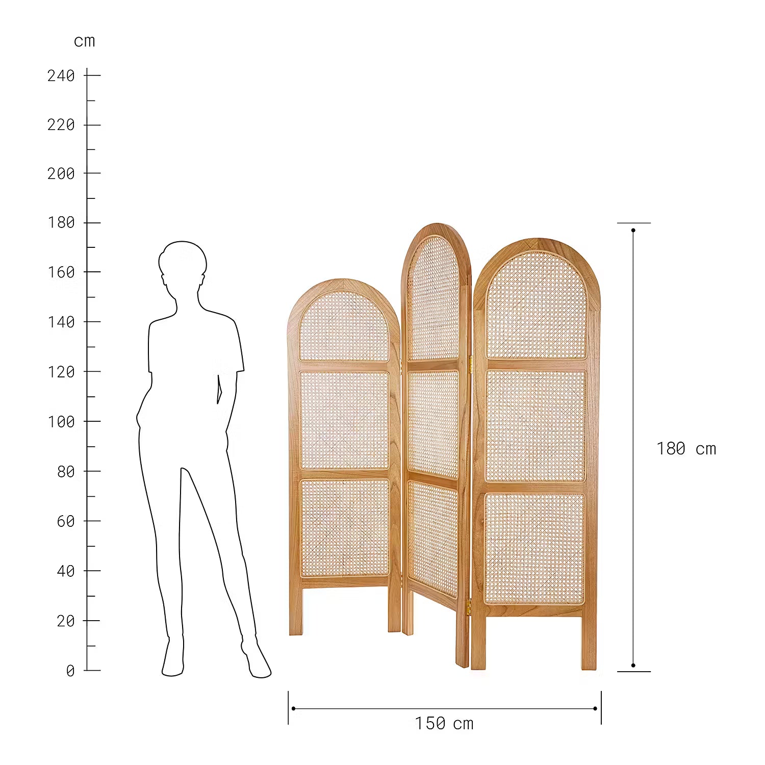 WIENER MELANGE Paravent - Mindiholz / Rattan -Natur