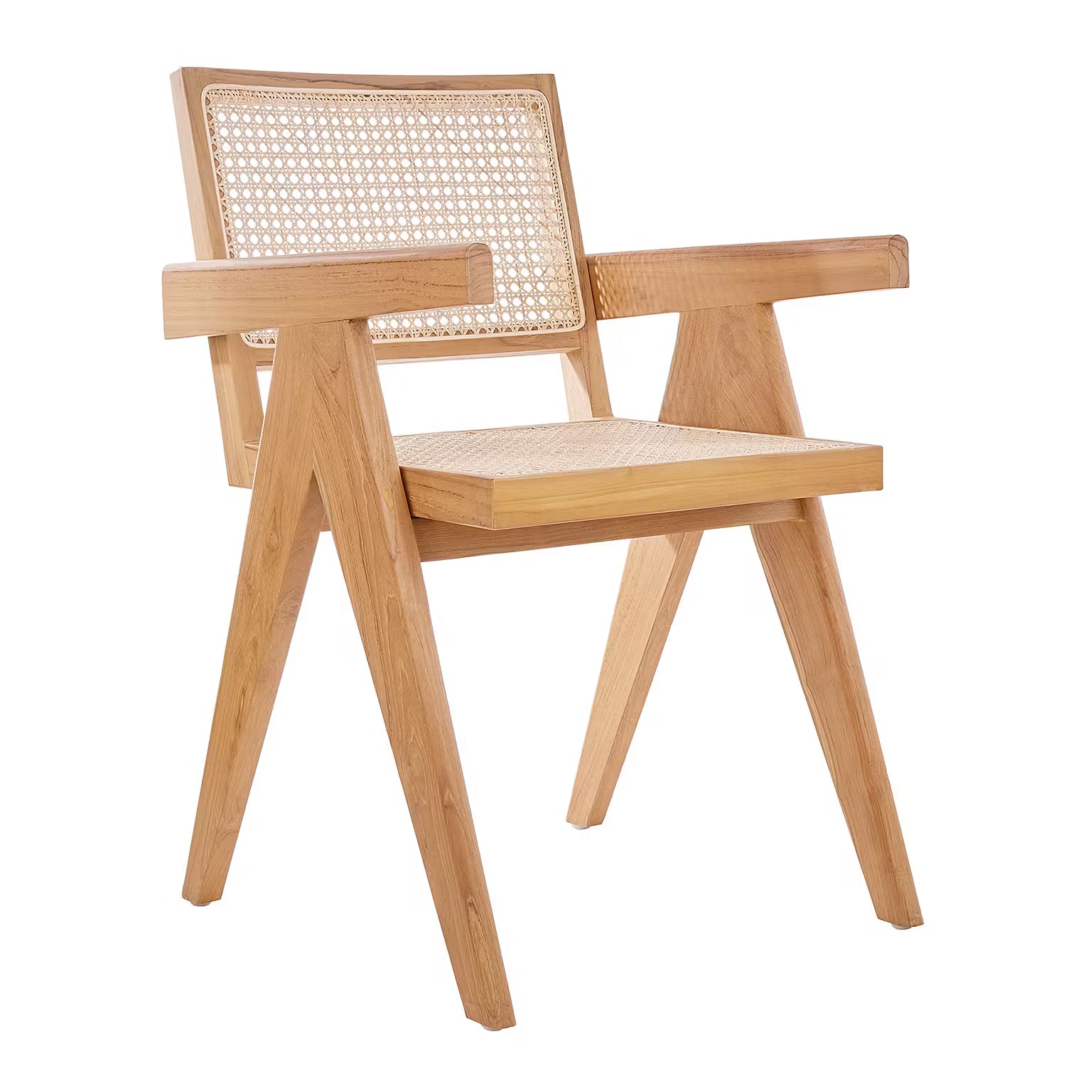 WIENER MELANGE Stuhl mit Armlehnen - Teakholz / Rattan -Natur