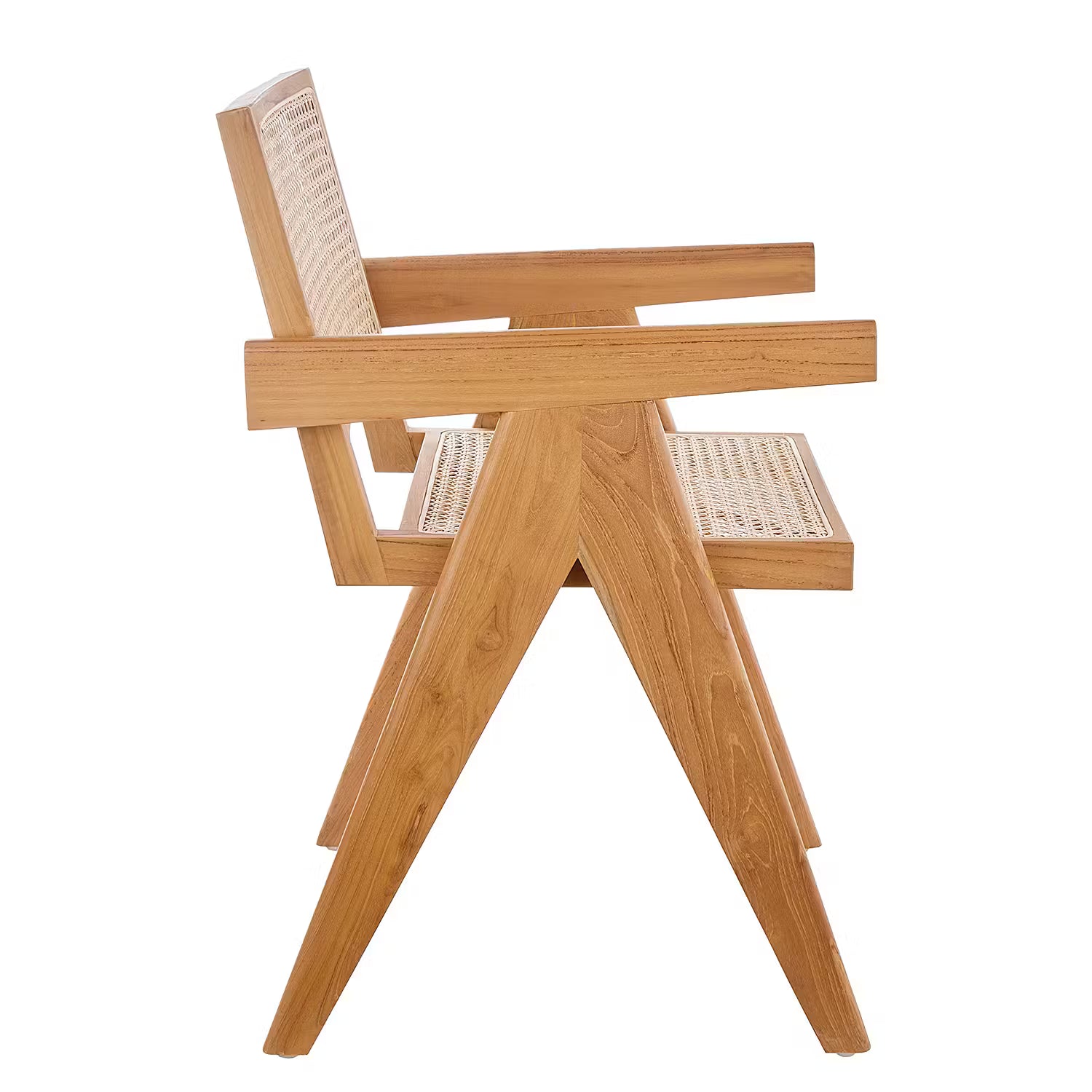 WIENER MELANGE Stuhl mit Armlehnen - Teakholz / Rattan -Natur