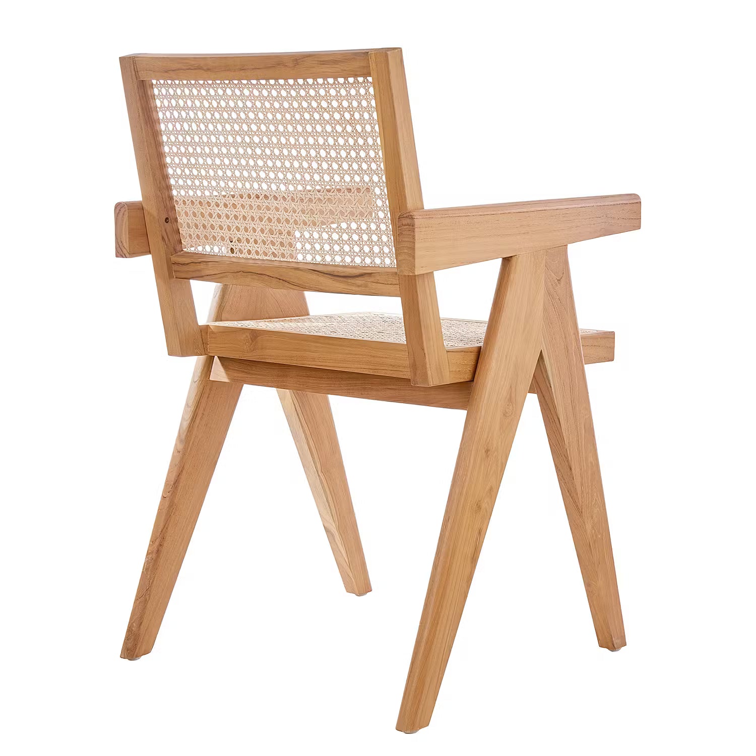 WIENER MELANGE Stuhl mit Armlehnen - Teakholz / Rattan -Natur