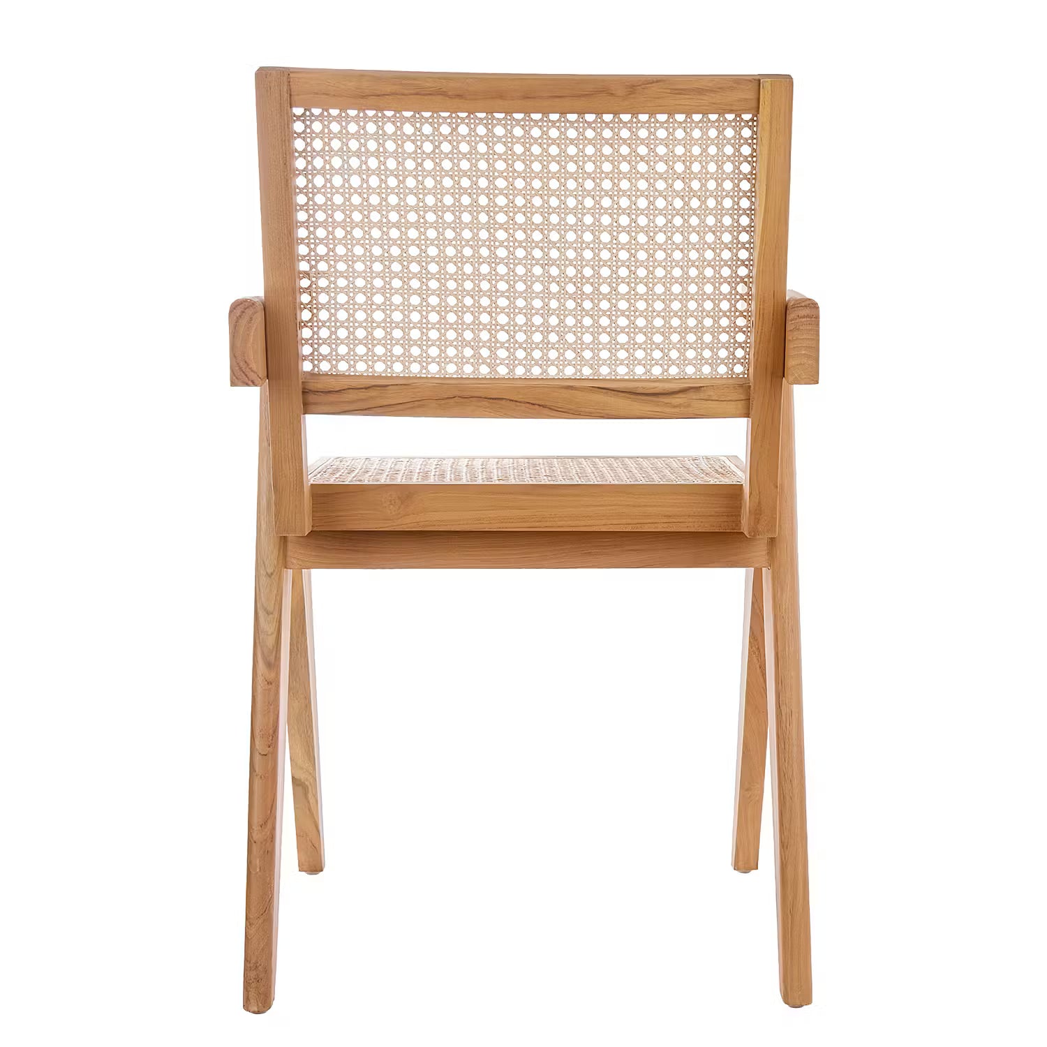 WIENER MELANGE Stuhl mit Armlehnen - Teakholz / Rattan -Natur