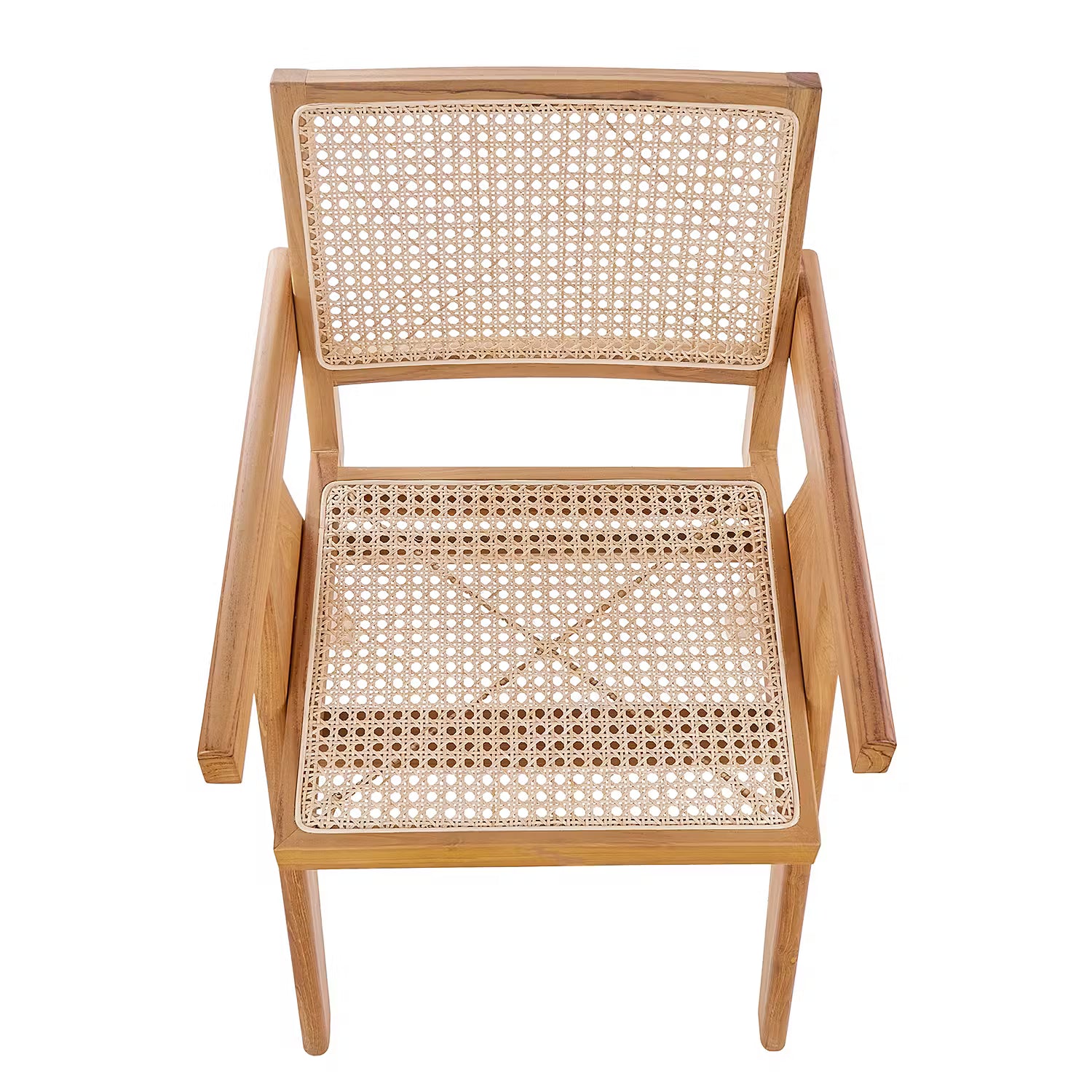 WIENER MELANGE Stuhl mit Armlehnen - Teakholz / Rattan -Natur