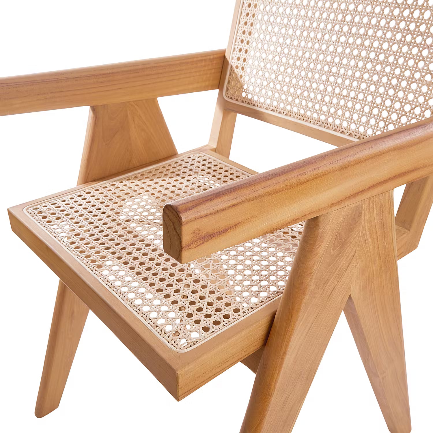 WIENER MELANGE Stuhl mit Armlehnen - Teakholz / Rattan -Natur