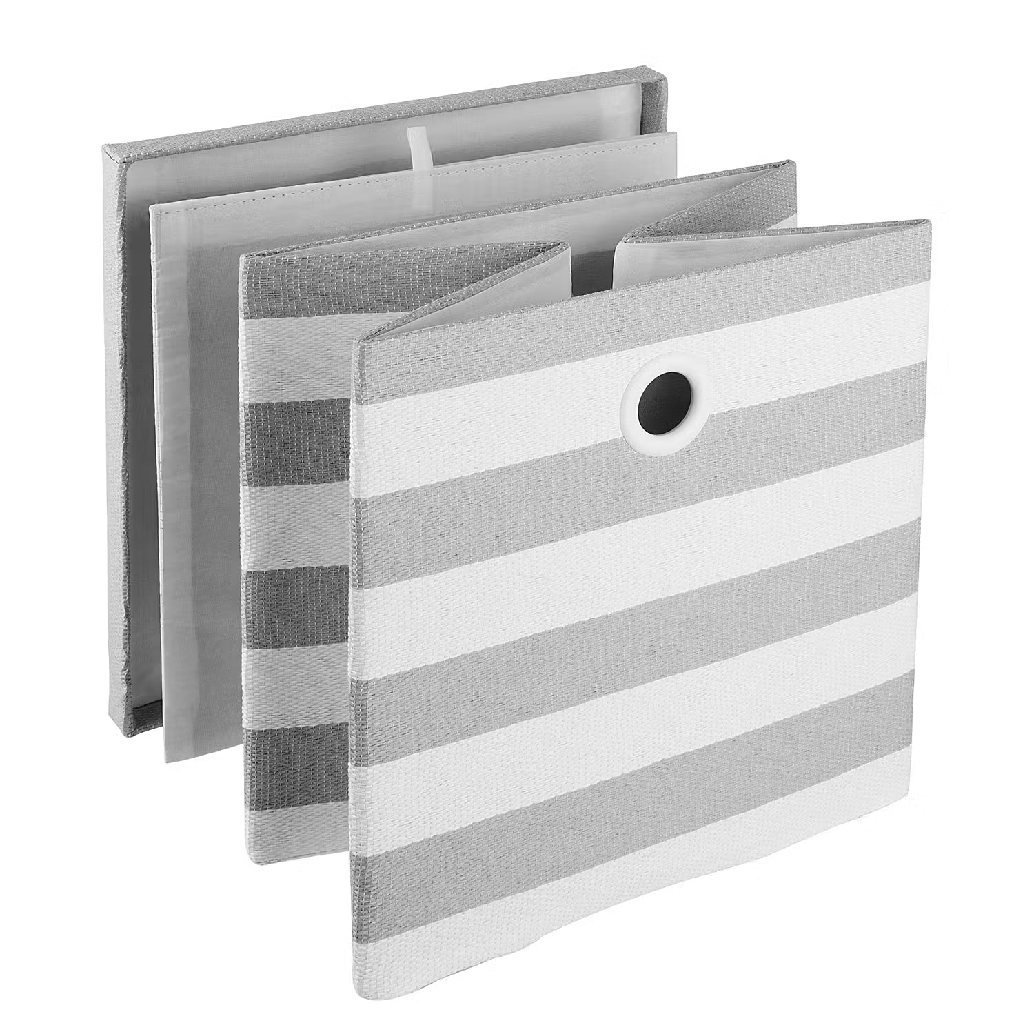TIDY UP Box mit Deckel - Baumwolle / Pappe / Metall - Grau
