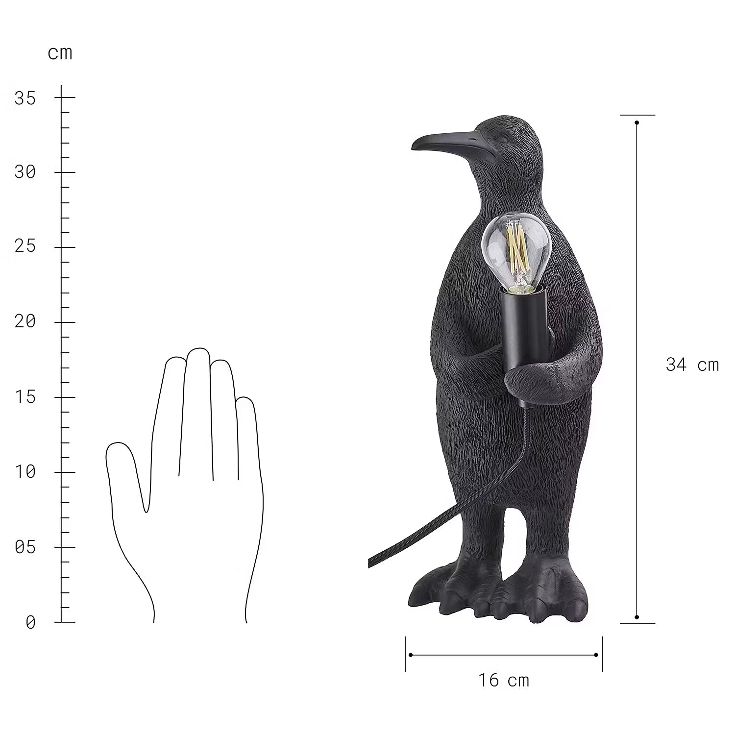 RINALDO Tischleuchte Pinguin - Polyresin / Eisen - 1-flammig - Höhe: 34 cm