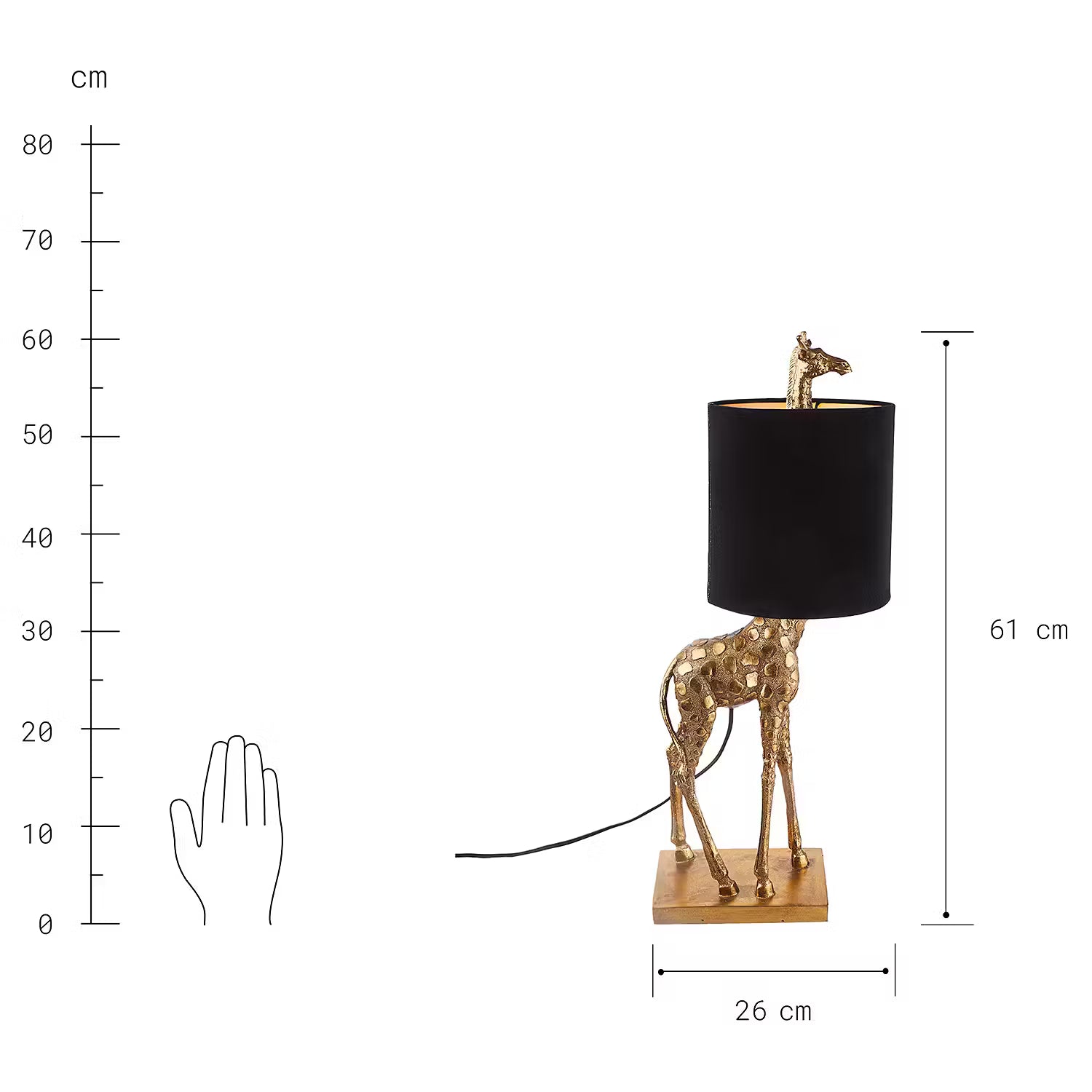 RAFFA Tischleuchte Giraffe - Polyresin / Polyester - 1-flammig - Gold
