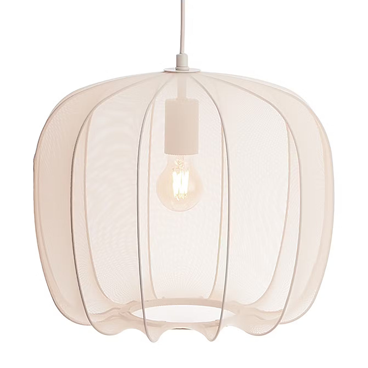 AMAL Hängeleuchte - Eisen / Polyester - 1-flammig - Beige - Durchmesser: 40 cm