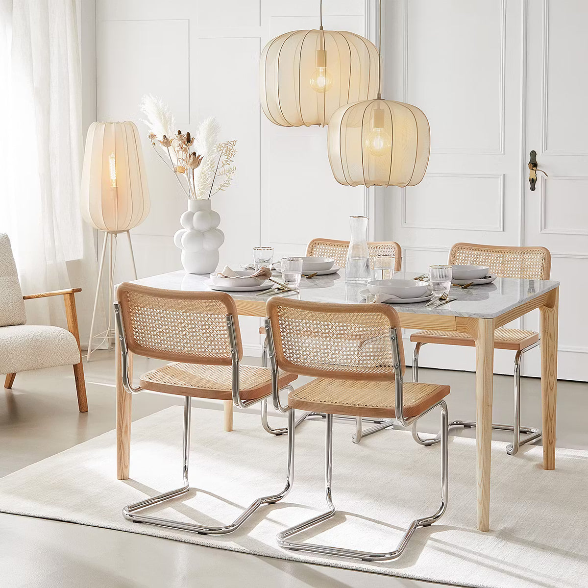 AMAL Hängeleuchte - Eisen / Polyester - 1-flammig - Beige - Durchmesser: 40 cm