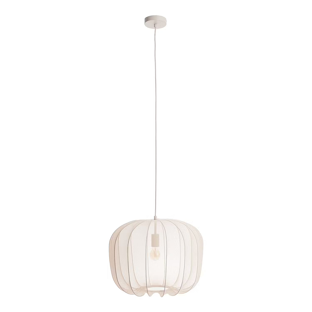 AMAL Hängeleuchte - Eisen / Polyester - 1-flammig - Beige - Durchmesser: 50 cm