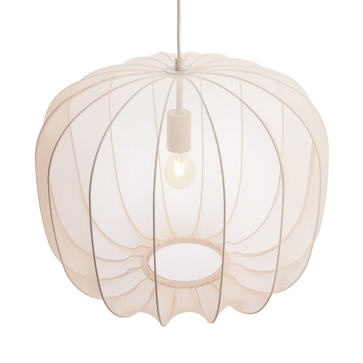 AMAL Hängeleuchte - Eisen / Polyester - 1-flammig - Beige - Durchmesser: 50 cm